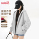 班尼路（Baleno）寬松連帽衛衣女韓系慵懶風(fēng)2025新款外套女灰色拉鏈開(kāi)衫上衣服春秋