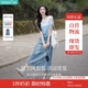茵曼（INMAN）丁達爾漸變色圓領(lǐng)針織衫短袖T恤女裝2025夏季新款上衣 藍白條 L