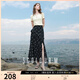 三彩2025夏季新款碎花半身裙荷葉邊開叉魚尾裙浪漫長(zhǎng)裙M 黑米花卉 M 160/68A