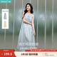茵曼萊賽爾歐若風(fēng)掛脖無(wú)袖連衣裙2025夏季女裝新品寬松a字裙子 淺藍(lán)色 L