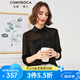 科蒙.博卡2023春夏純色雙縐真絲襯衫女網(wǎng)紗透氣桑蠶絲襯衣時尚小衫 黑色 S