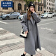 棉致粉色雙面羊絨大衣女2025秋冬新款韓版寬松中長(cháng)款赫本風(fēng)羊毛呢外套 灰色 M 建議80-100斤