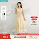 茵曼（INMAN）章若楠同款歐若風法式吊帶連衣裙2025夏季新品女裝淡鵝黃色裙子 淺黃色 (方領(lǐng))【好評返現(xiàn)】 M