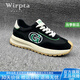 Wirpta國際奢侈品牌板鞋男士秋季新款純牛皮系帶透氣時尚潮流百搭運動鞋 黑色（現(xiàn)貨速達） 42