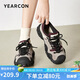 意爾康女鞋春款美拉德厚底登山鞋戶外運動休閑丑萌鞋 49796W 紅/灰 38