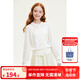 ELLE KIDS童裝 蝙蝠袖防曬空調(diào)衫女童夏季新款度假風撞色繡花上衣 本白色 160 （S）