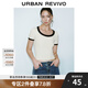 UR2025春季新款女裝時尚撞色拼接修身U型領(lǐng)短袖T恤UWM450033 淺黃色 M