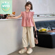 WVD女童夏裝2024新款短袖兩件套洋氣大童時(shí)髦衣服 粉紅色:8813飛袖套裝 120 cm:建議身高115cm左右
