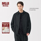 無印良品（MUJI）男式 漢麻混斜紋 襯衫式夾克 男士外套 休閑 長袖 25年春季 男裝 黑色 M （170/92A）