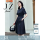 玖姿（JUZUI）商場(chǎng)同款休閑假日風(fēng)收腰連衣裙女裝夏款JWEX50005 深藍 L