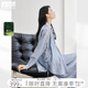 對白【醋酸套裝】輕盈垂感抽繩長袖襯衫半身裙兩件套女2025秋新款 銀湖藍 S