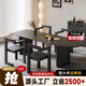 巢府侘寂風(fēng)亞光黑實(shí)木原木餐桌家用客餐廳吃飯桌現(xiàn)代簡(jiǎn)約白蠟?zāi)拘驴?1.4米白蠟?zāi)静妥?積木椅*4