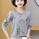 啄木鳥(niǎo)2025款媽媽秋裝50-60歲洋氣國風(fēng)上衣中老年女春秋季薄小衫新中式 藍色 XL建議110-120斤 均碼