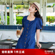 歌莉婭涼感牛仔連衣裙女2024新款夏季收腰方領復古A字裙1C5C4J670 75U牛仔藍 S