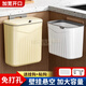 勇蒼懸掛式廚房垃圾桶雜物客廳廁所衛生間臥室式帶壓圈桌面收納紙簍 奶油色-中號【壓圈款】