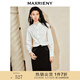 MAXRIENY【商場同款-摩登女爵】奢華都市亮片截短襯衫上衣 本白 L 03/38