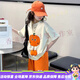 富羅迷（follow me）兒童套裝女童新款洋氣時髦套裝大童女孩網(wǎng)紅炸街兒童短袖運(yùn)動 杏色 杏色 120 CM