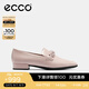 愛步（ECCO）穆勒鞋女 尖頭單鞋淺口粗跟皮鞋 型塑214243 裸粉色21424301118（牛皮革） 36