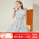 ASK JUNIOR女童連衣裙夏薄款兒童碎花純棉短袖裙子公主裙 花色 170