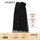 PORTS寶姿女士半身裙優(yōu)雅氣質(zhì)logo刺繡網(wǎng)紗系帶半裙SM8S024MLQ005 黑色 S (4)