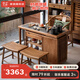 溪木工坊老榆木旋轉(zhuǎn)茶臺(tái)茶桌可移動(dòng)陽(yáng)臺(tái)茶桌新中式小型儲(chǔ)物實(shí)木泡茶臺(tái)茶幾 1米旋轉(zhuǎn)茶臺(tái)+友茗堂燒水壺