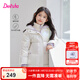 笛莎童裝女童羽絨服秋冬裝新款中大童女孩時尚洋氣炫彩亮面外套 本白 165