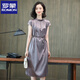 羅蒙（ROMON）杭州重磅真絲連衣裙夏2025年新款系帶顯瘦桑蠶絲中長(zhǎng)款短袖裙子夏 高級(jí)灰 M
