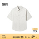 森馬（Semir）短袖T恤男裝純棉襯衣外套戶外工裝做舊水洗夏季上衣時尚百搭 香草白10711 L
