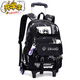 迪士尼（Disney）拉桿書(shū)包中學(xué)生大容量三到六年級小學(xué)生男孩拖拉學(xué)生背包拉桿防水 黑白飛機超輕六輪 可爬樓送雨罩