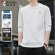 啄木鳥(niǎo)（TUCANO）長(cháng)袖t恤男純棉經(jīng)典刺繡休閑圓領(lǐng)百搭打底衫舒適上衣男裝 白色 XL