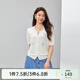 纖莉秀【海鹽味的夏天】小清新繡花V領(lǐng)針織衫大碼女裝胖mm夏新款1208 米白色 XL