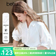 百圖betu女裝2025夏季新款襯衫法式插肩泡泡袖七分袖襯衫女2503D14 白色 S