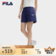 FILA 楊冪同款|斐樂官方女裝梭織短褲2025夏季新款時尚簡約休閑三分褲 燈塔藍-BU M 165/66A/M