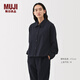 無(wú)印良品（MUJI）女式 易干 彈力泡泡紗 襯衫式夾克 女裝外套25年春夏上衣BD101A5S 藏青色 M （160/84A）