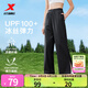 特步防曬褲女UPF100+百搭高腰闊腿褲寬松冰絲長(zhǎng)褲專業(yè)戶外顯瘦運(yùn)動(dòng)褲 正黑色（0149） M