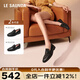 萊爾斯丹2025新款復古小香風一腳蹬樂福女單鞋19002 黑色BKL 37