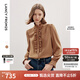 朗姿宮廷風(fēng)法式復古設計感立領(lǐng)襯衣女上衣氣質(zhì)春季新款襯衫 駝色 XL