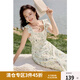 獨束大碼女裝法式小飛袖溫柔碎花連衣裙夏季新款收腰顯瘦吊帶裙 花色 4XL （尺碼：6）