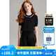 ELLE KIDS童裝 手工釘鉆短袖針織開衫女童夏季新款醋酸萊賽爾上衣 黑色 165 （M）