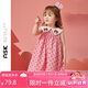 ASK JUNIOR女童連衣裙夏小童小熊繡花娃娃領(lǐng)波點(diǎn)滿(mǎn)印無(wú)袖公主裙 粉色 110
