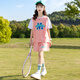鴻星童女童短袖t恤套裝2025洋氣中大兒童夏裝女孩時(shí)髦運(yùn)動籃球服兩件套 粉色 170 cm