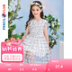 鉛筆俱樂(lè)部童裝2025新款女童網(wǎng)紗裙兒童連衣裙中大童公主裙子薄款 米白 140