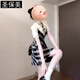 圣保美韓系學(xué)院風(fēng)假兩件格紋連衣裙子女夏季2025新款小個(gè)子收腰a字短裙 【藏青色】 S 碼