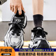 HAHF貓眼老爹鞋男春季2026新款厚底增高休閑運動(dòng)鞋網(wǎng)面機甲百搭鞋子男 白黑【升級款】 42