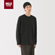 無印良品（MUJI）男式 天竺編織 圓領長袖T恤 男士 打底衫 AB1L3A4S 黑色5A XL