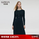 歌莉婭（GOELIA）女裝晚會(huì )氣質(zhì)通勤黑色毛織連身裙1C9L4G890 00B黑色 S