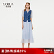 歌莉婭歐若風套裝2025兩件套牛仔設計感拼接上衣a擺網(wǎng)紗半裙1E4RAD080 75U牛仔藍 S