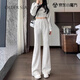 OLDER SEA白灰色微喇運(yùn)動(dòng)休閑褲女夏季2025新款休閑小個(gè)子馬蹄喇叭衛(wèi)褲子女 白灰色 M 建議體重95-110斤