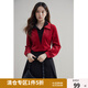 獨(dú)束大碼女裝通勤撞色假兩件襯衫女冬半高領(lǐng)上衣打底衫寬松休閑百搭 龐貝紅 L