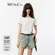 MO&Co.短袖T恤彈力夏美式復(fù)古撞邊圓領(lǐng)正肩微修身白色摩安珂 本白色 S 160